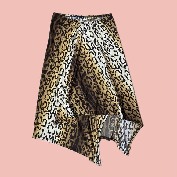 Vintage BEDO Leopard Print Asymmetrical Midi Skirt - Picture 1 of 8